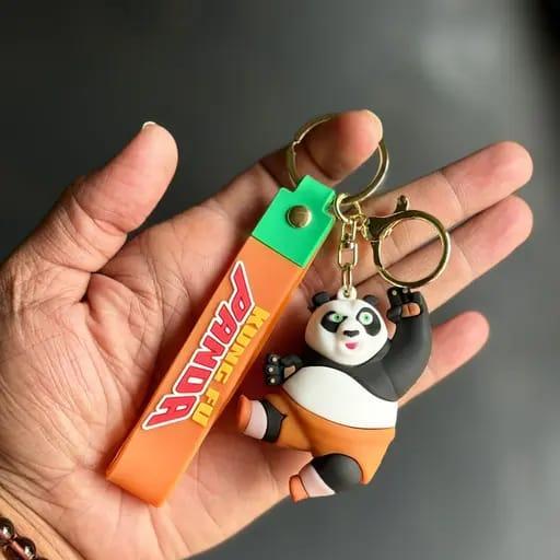 Cute Panda 3D Silicon Keychain With Bagcharm and Strap For Discount