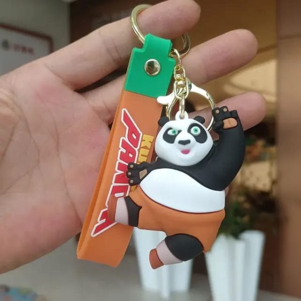 Cute Panda 3D Silicon Keychain With Bagcharm and Strap For Discount