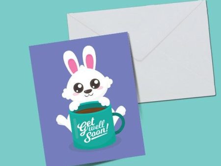 Bunny Rabbit Get Well Soon Greeting Card For Cheap