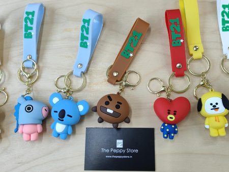 Bts   Bt21 3D Silicon Keychains with  Bagcharm and Strap ( Select From Dropdown Menu) Sale