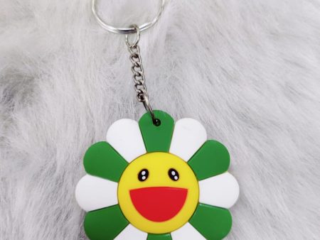 Flower Rubber Keychain - Green White Discount