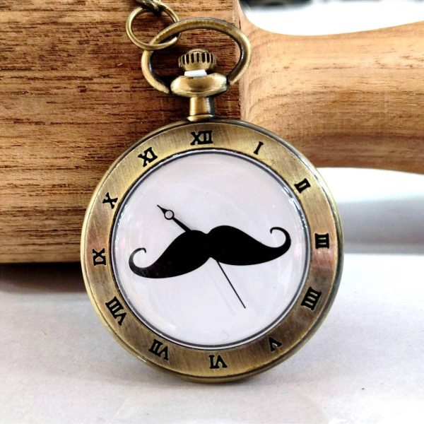 Moustache Pocket Watch with Keychain Supply