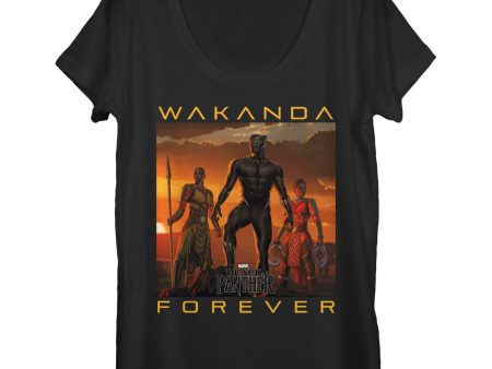 Women s Marvel Wakanda Forever Scoop Neck T-Shirt Fashion