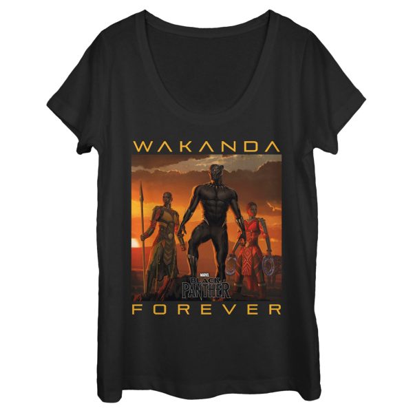 Women s Marvel Wakanda Forever Scoop Neck T-Shirt Fashion