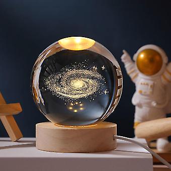 3D Crystal Galaxy Warm Led with Wood Base on Sale