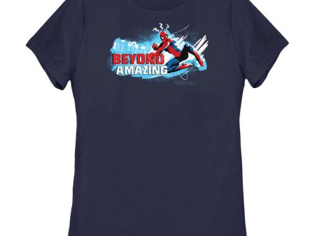 Women s Marvel Spider-Man Beyond Amazing BEYOND SWING POSE T-Shirt Cheap