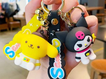 Cute Hello Kitty Cat 3D Silicon Keychain with Bagcharm and Strap (Choose From Drop Down) For Discount