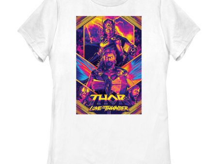 Women s Marvel Thor Love and Thunder Neon Poster T-Shirt Online Hot Sale