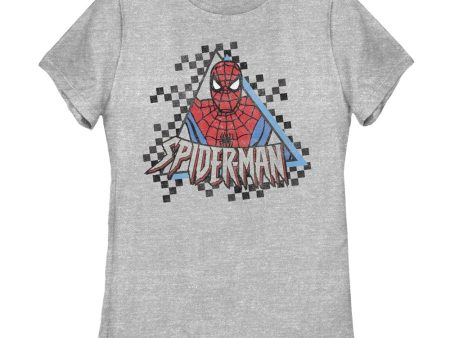 Women s Marvel Spider Checked T-Shirt Sale