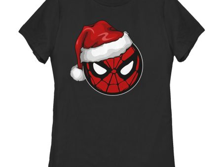 Women s Marvel Spidey Santa Hat T-Shirt on Sale